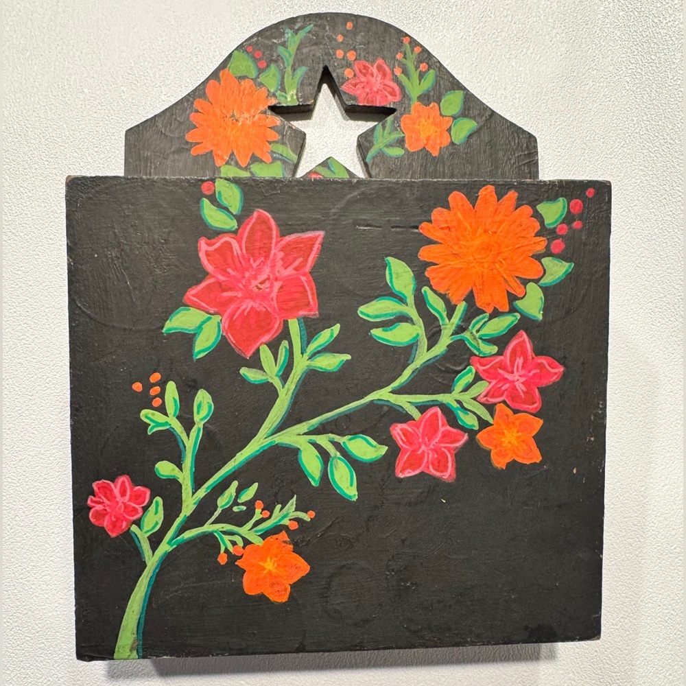Vibrant Handcrafted Floral Wall Art with Star Cutout